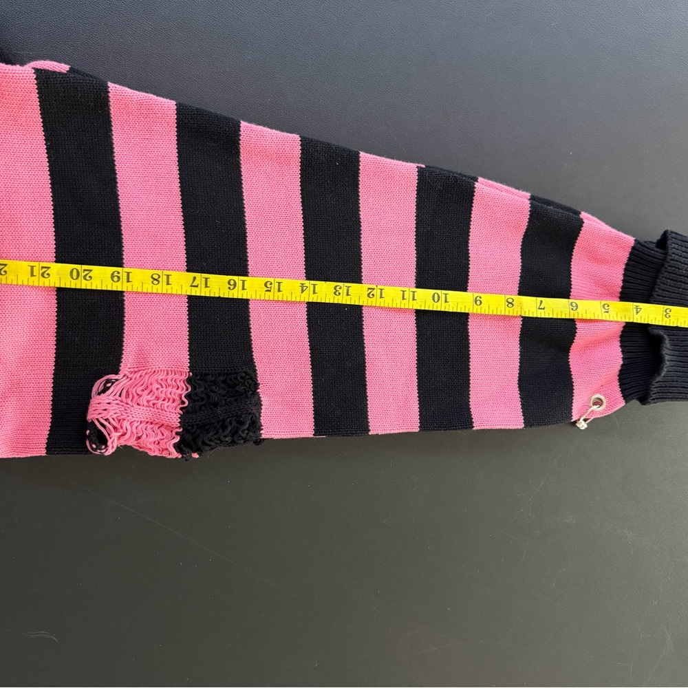 Dolls Kill Pink and Black Striped Leg Warmers - Picture 5 of 5